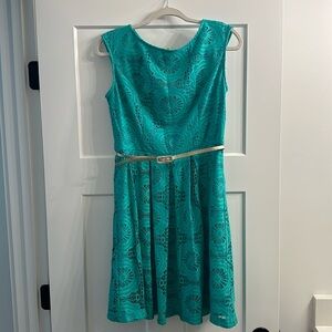 Roz & Ali Green Lace Floral Cocktail Graduation Dress